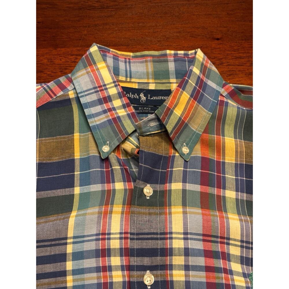 Large Polo Ralph Lauren Madras Plaid Blake Shirt Lightweight Summer